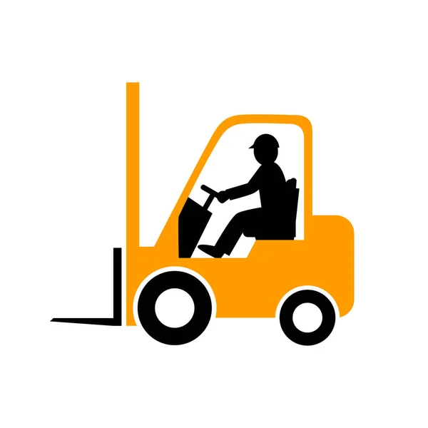 Orange Forklift Truck Vector Icon White Background — Stock Vector