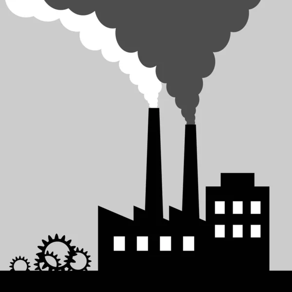 Заводской Векторный Значок Загрязнение Окружающей Среды — стоковый вектор