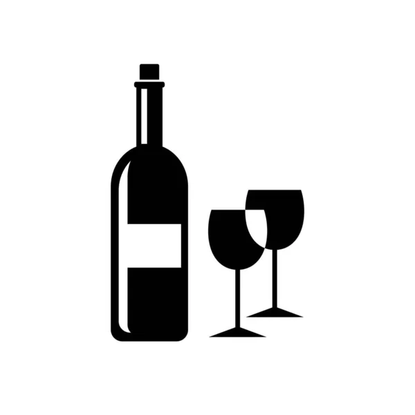 Μπουκάλι Κρασιού Και Ποτήρι Κρασιού Εικονίδιο Διανύσματος — Διανυσματικό Αρχείο