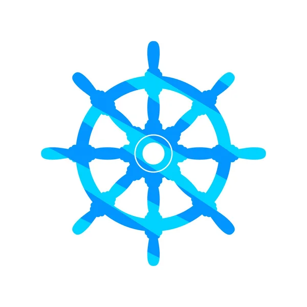 Icône Vectorielle Gouvernail Bleu Sur Fond Blanc — Image vectorielle