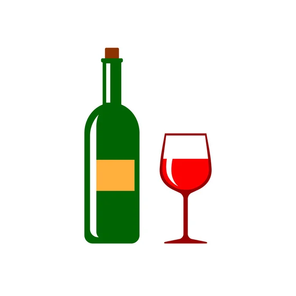 Wine Bottle Wine Glass Vector Icon — Stock Vector