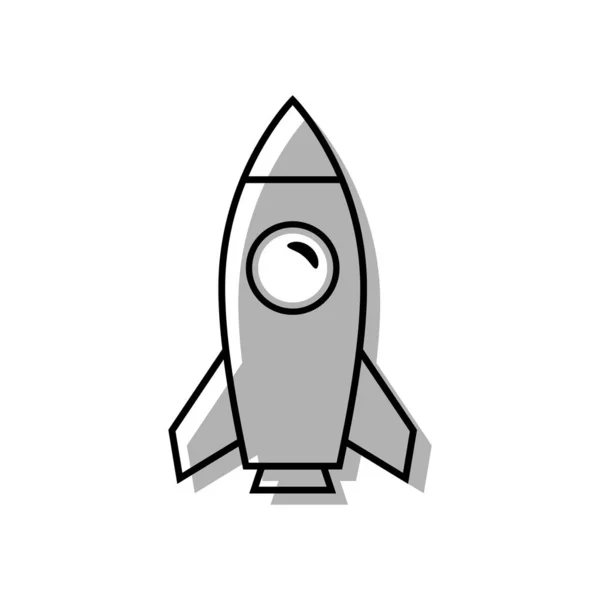 Icono Vector Cohete Gris Sobre Fondo Blanco — Vector de stock