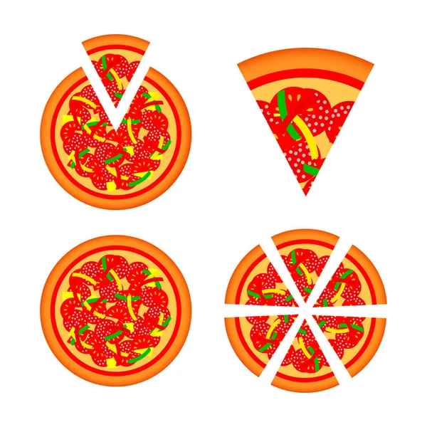 Pizza Icon White Background Vector Illustration — Stock Vector