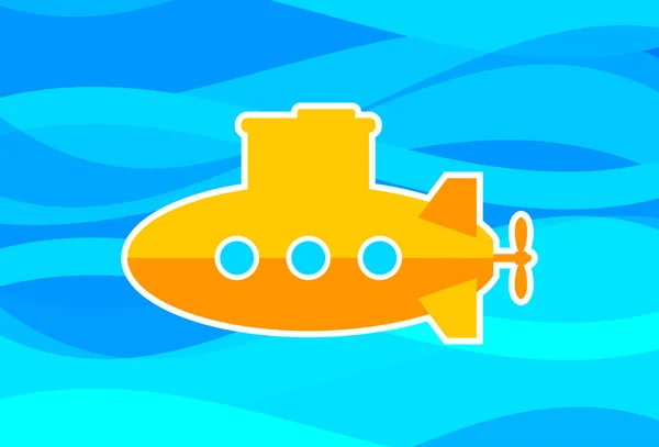 Gelbes Boot Unter Wasser Vektorillustration — Stockvektor