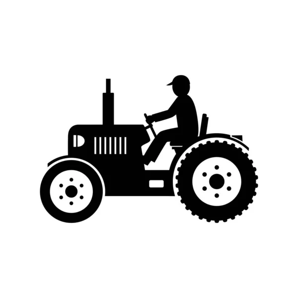 Traktor Vektor Ikonen Vit Bakgrund — Stock vektor
