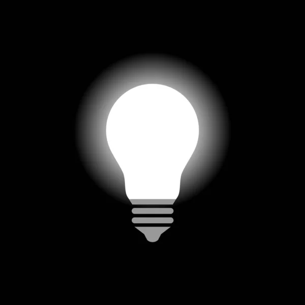 Glödlampa Vektor Ikon Svart Bakgrund — Stock vektor