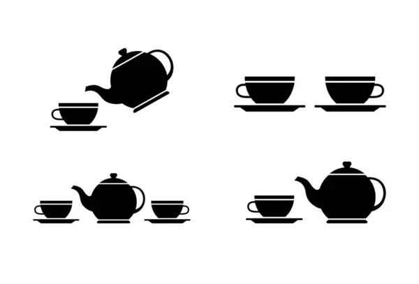Čaj Vektorové Ikony Bílém Pozadí — Stockový vektor