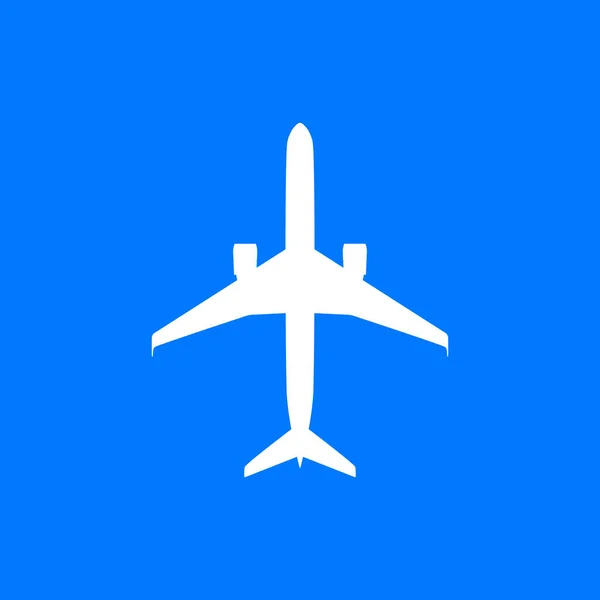 Символ Вектора Белого Самолета Синем Фоне — стоковый вектор