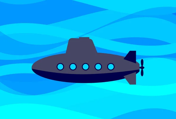 Submarino Preto Subaquático Ilustração Vetorial — Vetor de Stock
