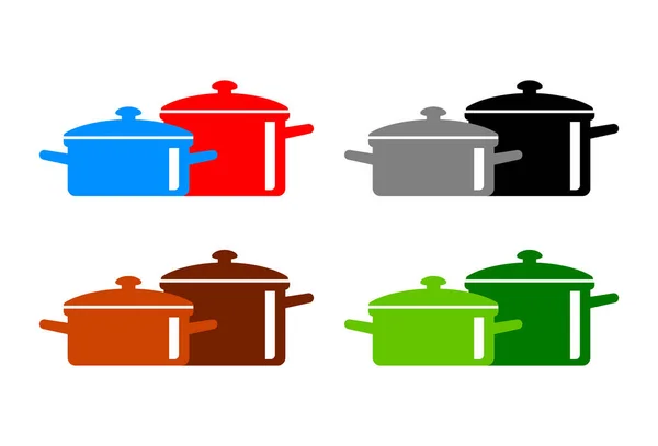 Matlagning Potten Vektor Ikon Vit Bakgrund — Stock vektor