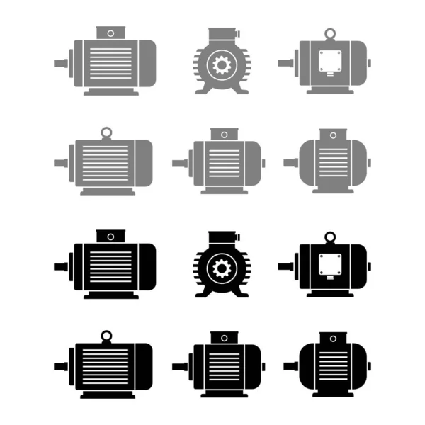 Iconos Vector Motor Eléctrico Sobre Fondo Blanco Gráficos vectoriales