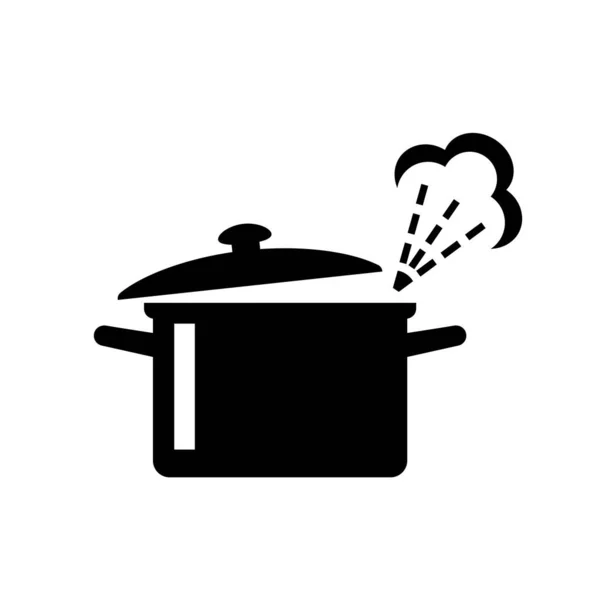 Cooking Pot Vector Icon White Background — Stock Vector