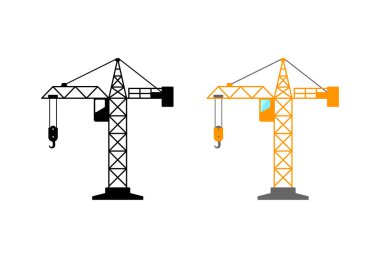 Beyaz arkaplanda kule vinç vektör simgeleri
