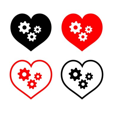 Beyaz arkaplanda kalp vektörü simgeleri