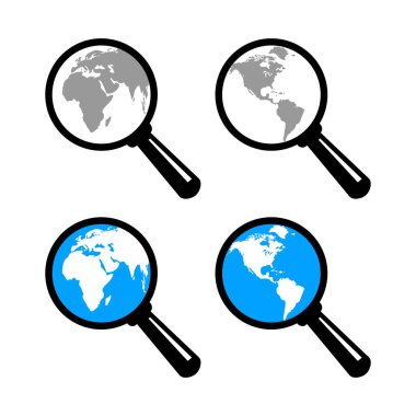 Beyaz arkaplanda büyüteç, vektör simgesi. 