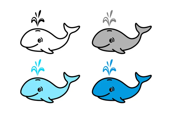 Ikony Wektora Wieloryba Białym Tle — Wektor stockowy