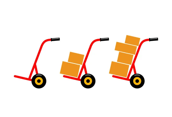 Hand Truck Vector Icons White Background — Stock Vector