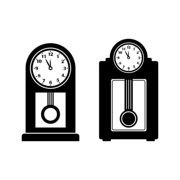 Set Old Clocks Vector Icons White Background — Stock Vector