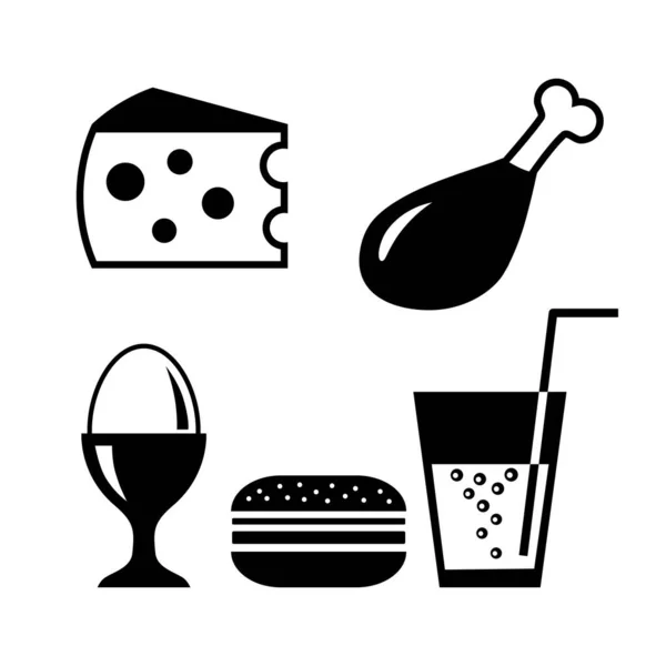 Icônes Vectorielles Alimentaires Sur Fond Blanc — Image vectorielle