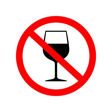  Alkol işareti yok. Beyaz arkaplanda vektör simgesi.