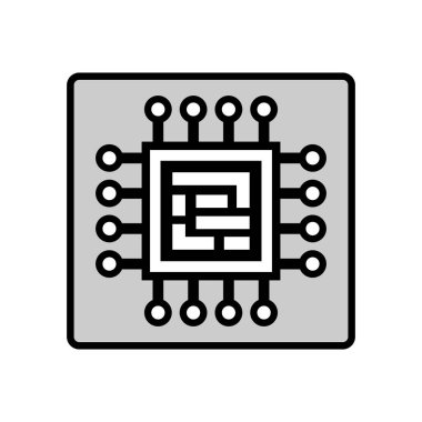 Beyaz arkaplanda mikroişlemci vektör simgesi
