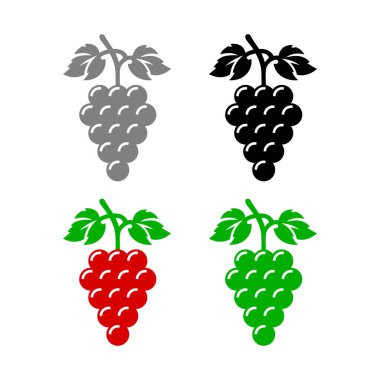 Beyaz arkaplanda üzüm vektörü simgeleri