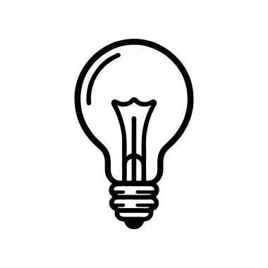 Beyaz arkaplanda siyah ampul vektör simgesi    