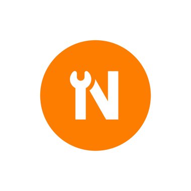 İngiliz anahtarı logo tasarım vektörlü N harfi