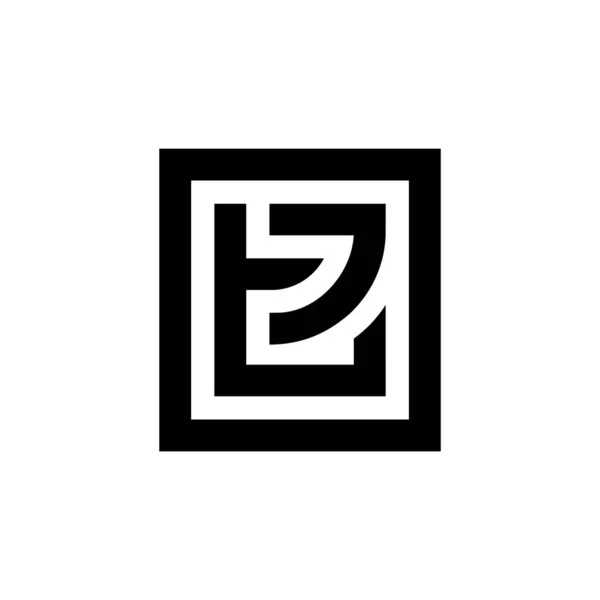 初期の文字Tjロゴデザイン 正方形の形状のモノグラムロゴ — ストックベクタ