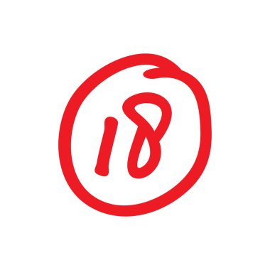 18 puanlık sınav sonucu, 18 puanlık not, beyaz arkaplanda izole edilmiş - Vektör