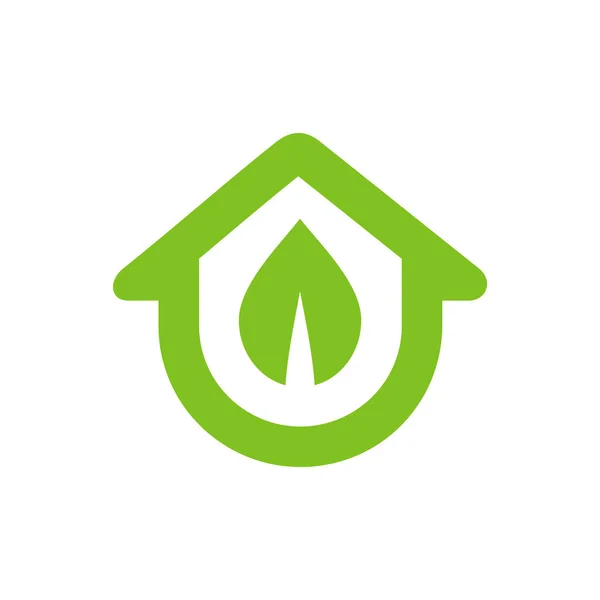 Casa Con Diseño Logotipo Hoja Verde Icono Del Logotipo Granja — Vector de stock