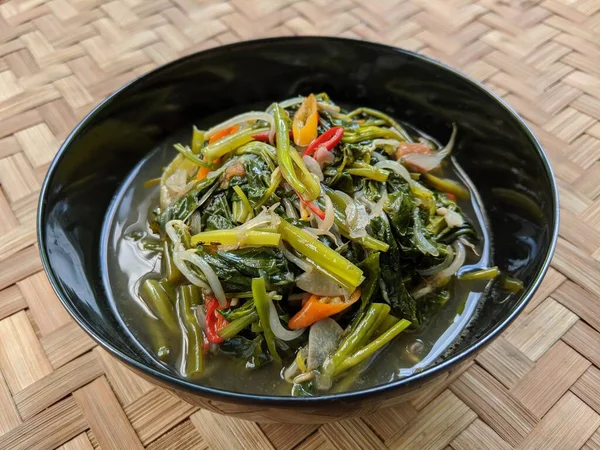 stock image Cah kangkung or tumis kangkung, stir fried water spinach, common asian vegetable dish