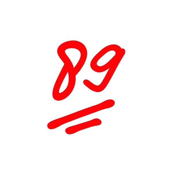 89ポイントテストスコア 成績結果のイラスト 白の背景の赤い色 — ストックベクタ