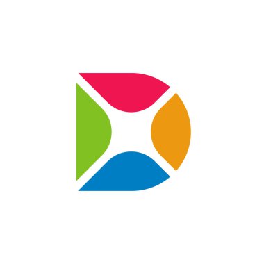 D harfi logo şablonu, parlayan ışık yıldızlı ilk D logosu - Vektör