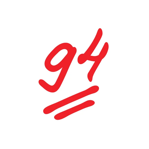 Points Note Examen Quatre Vingt Quatorze Résultats Examen Couleur Rouge — Image vectorielle