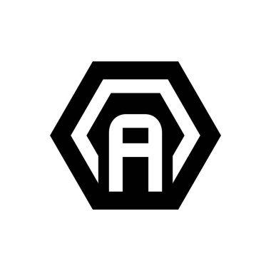 İlk harf A logo tasarımı, altıgen şekilli monogram logosu