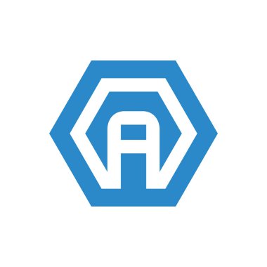 A harfi altıgen logo tasarımı, vektör illüstrasyonu