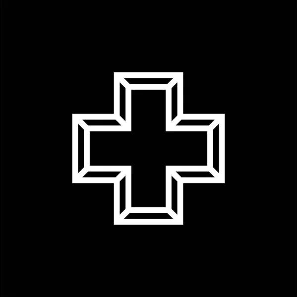 Logo Ikony Design Lékařský Kříž Symbol Stylu Line Art Bílá — Stockový vektor