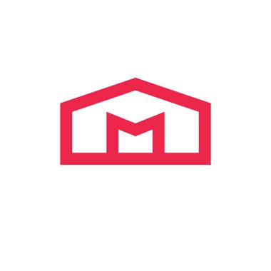 M harfi ev logosu tasarım şablonu sanat tarzında