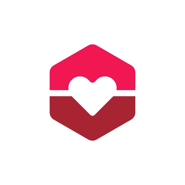 Modelo Design Logotipo Coração Hexágono Vetor Ícone Amor —  Vetores de Stock