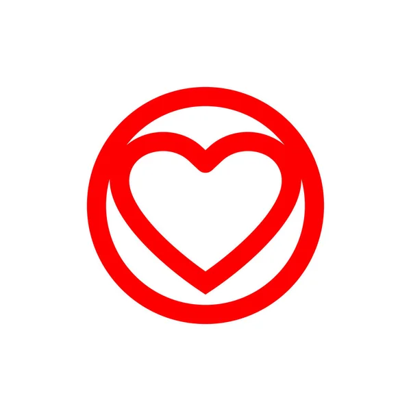 Love Heart Logo Icon Line Art Style Vector Illustration Design — Stock Vector