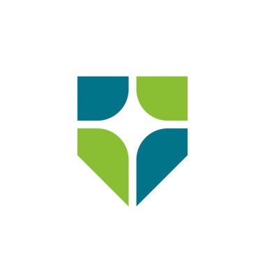 Işık kıvılcımlı logo tasarımı, vektör illüstrasyonlu kalkan