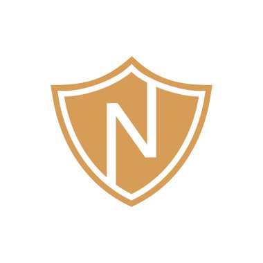 Basit harf N kalkan logo tasarım şablonu vektörü