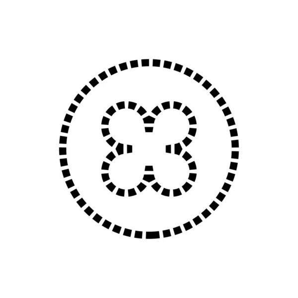 Vier Kleeblatt Symbole Gestrichelten Linienstil Vektorillustration — Stockvektor