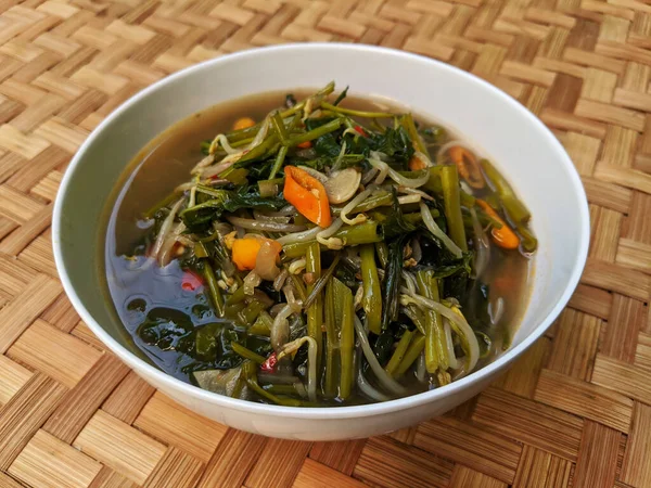 stock image Stir fried water spinach or kangkong, tumis kangkung or oseng kangkung, asian vegetable dish