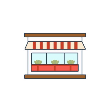 Bina simgesini düz tasarım, vektör illüstrasyonunda sakla