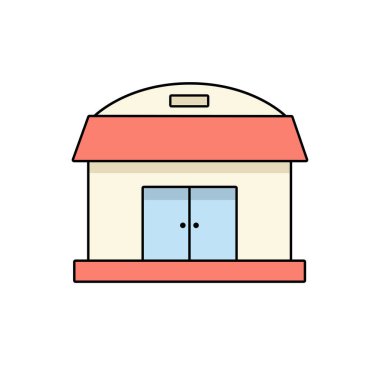 Düz tasarım tarzında bir simge sakla, dükkan inşa vektör çizimi