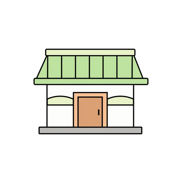 漫画の建物のイラスト フラットデザインの店のアイコン ベクトル — ストックベクタ