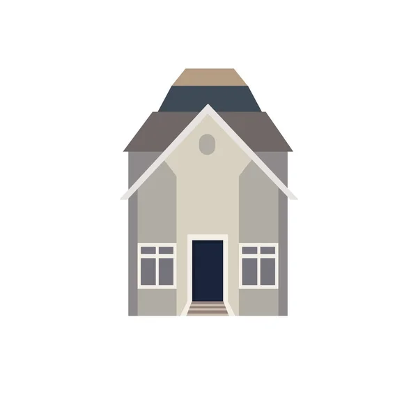 Casa Pequena Minúscula Ilustração Fachada Estilo Plano Vector — Vetor de Stock