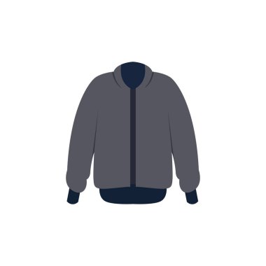 Bombacı ceketi ikonu vektör illüstrasyonu, erkekler grafik element vektör görüntüsü, gri ve siyah